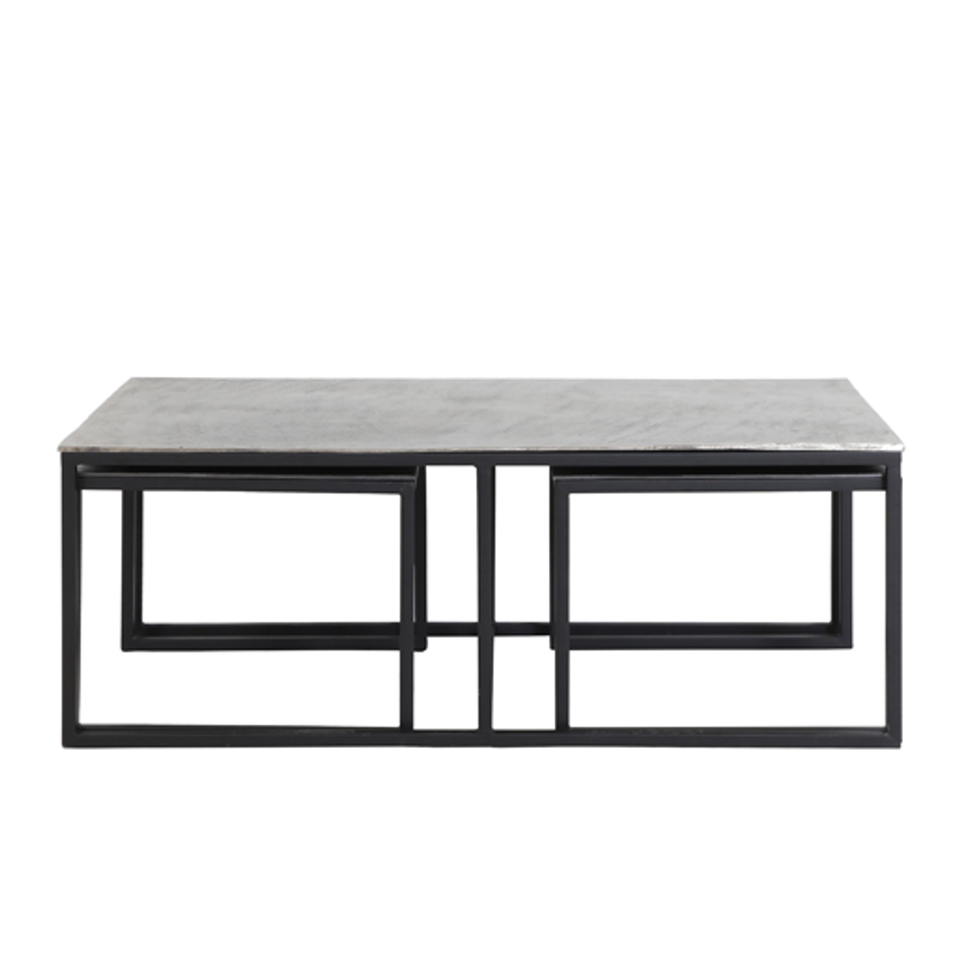 Antiqued Tin and Antiqued Lead Triple Coffee Table 120cm