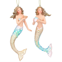  Assorted Set of Two Blue and Gold Resin Mermaids 14cm | Annie Mo's