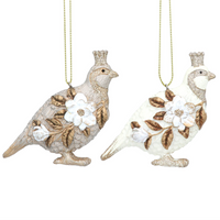 Assorted Set of Two Cream and Gold Resin Magnolia Partridges 6cm | Annie Mo's