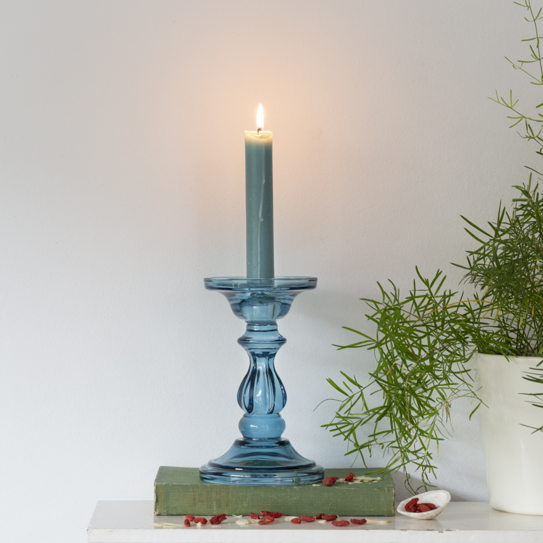 Azure Glass Candle Holder 16cm | Annie Mo's