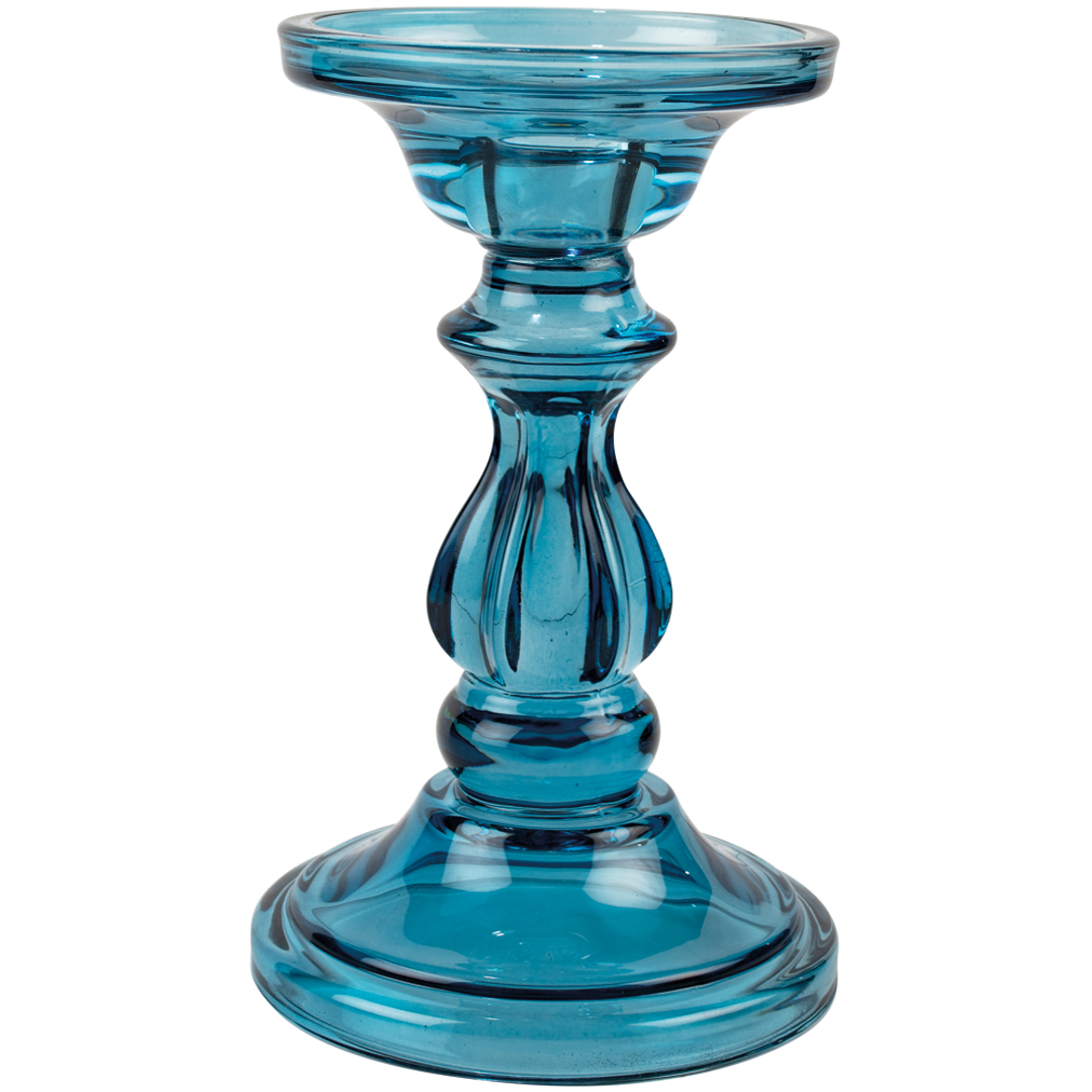 Azure Glass Candle Holder 16cm