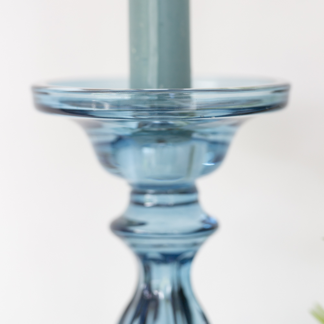 Azure Glass Candle Holder 16cm