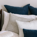 Bee Motif Linen Cushion - Navy Blue 45cm x 45cm