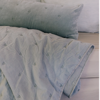 Bee Motif Sky Grey Velvet Throw 180cm | Annie Mo's