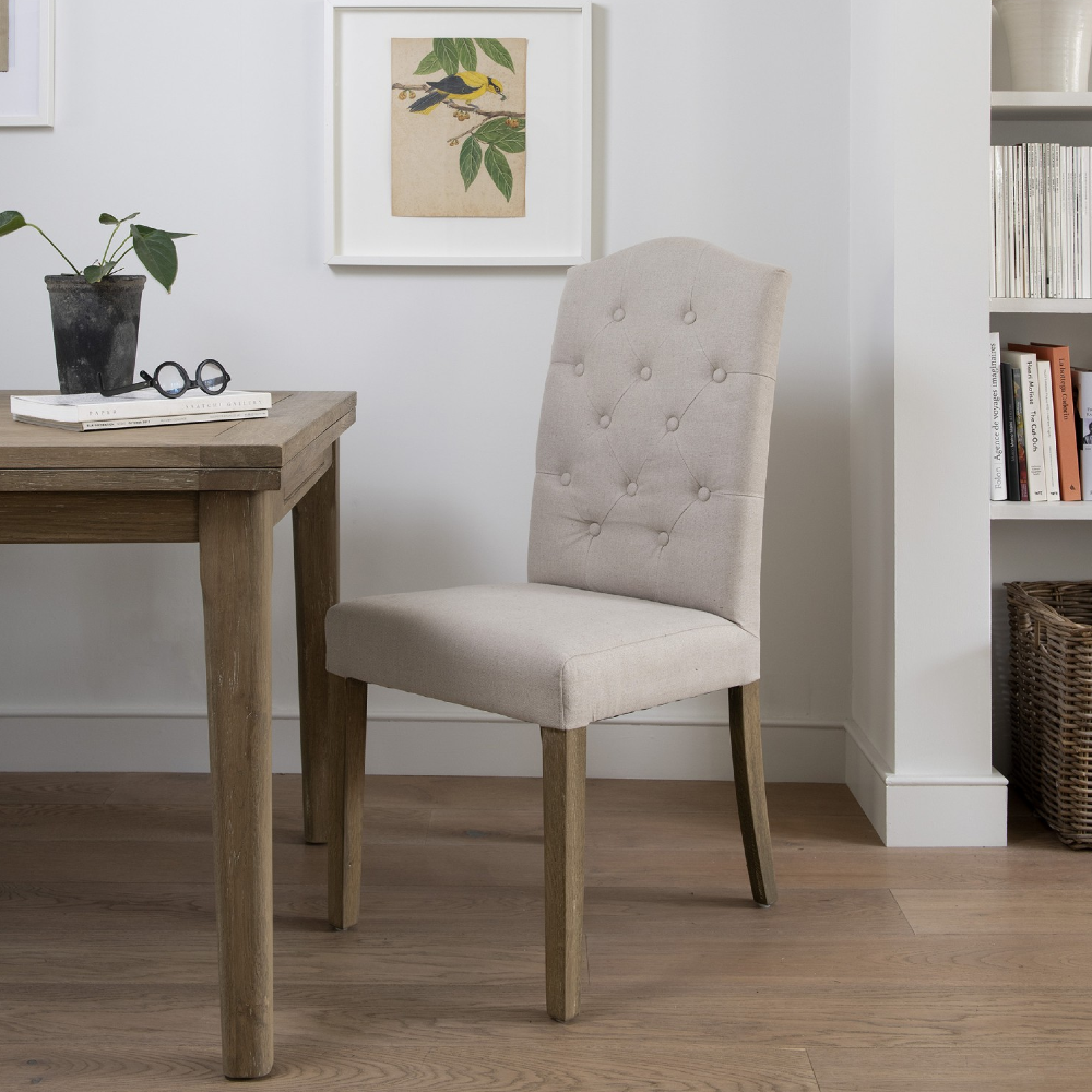 Beige Button Back Dining Chair | Annie Mo's