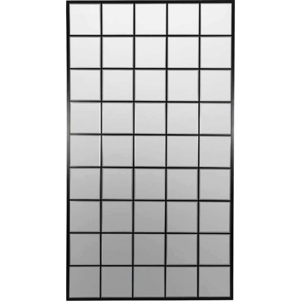 Black Large Floor Standing Window Pane Mirror - 180cm | Annie Mo's