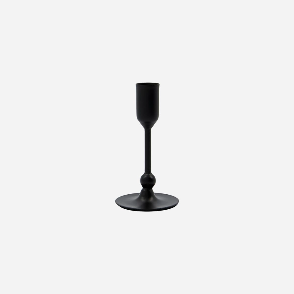 Black Metal Folk Dinner Candle Holders - Size Choice