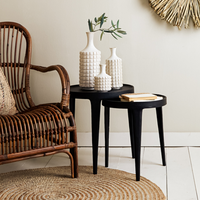 Black Metal Round Nesting Tables - Set of Two 45cm