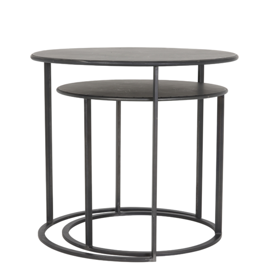 Black Metal Round Nesting Tables 60cm | Annie Mo's