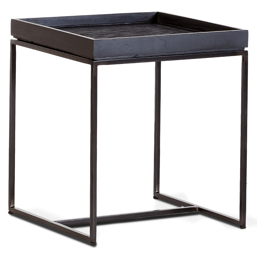 Black Recycled Teak and Iron Side Table 40 x 40cm | Annie Mo's