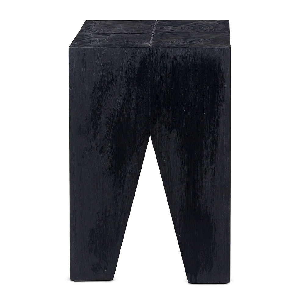 Black TRIANGLE Natural Teak Stool 30cm