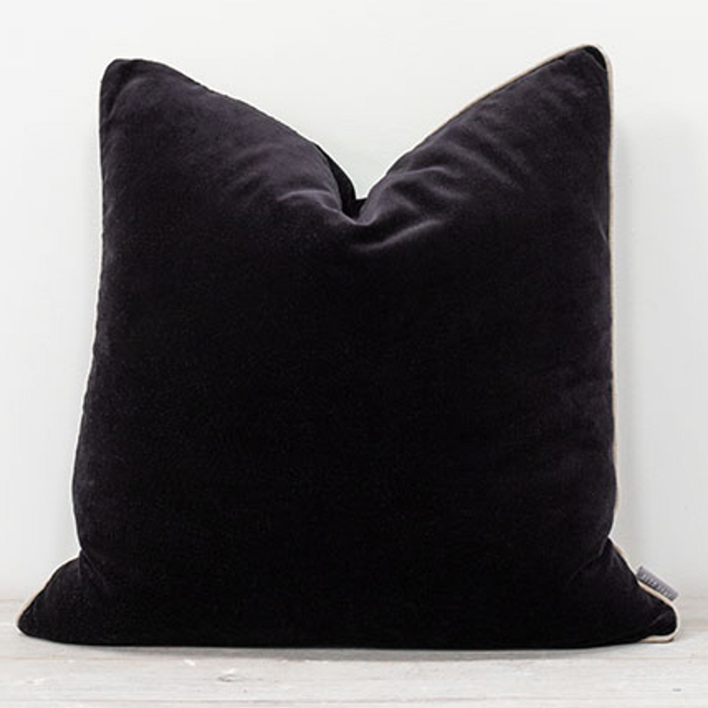 Black as Night Velvet Cushion 50x50cm | Annie Mo's