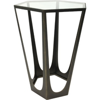 Bronze Gilded Side Table with Glass Top 47cm | Annie Mo's