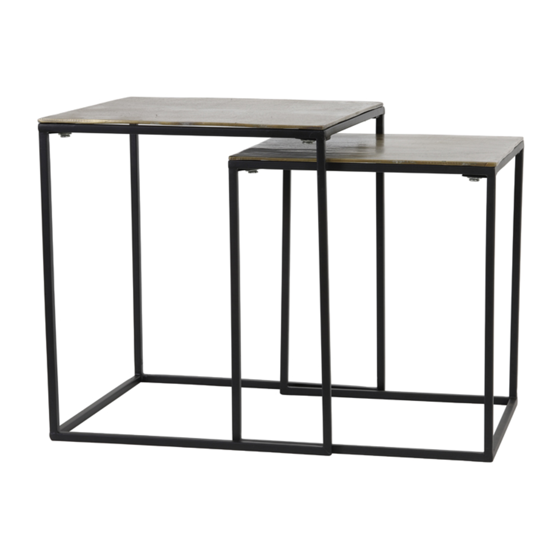 Bronze Metal Square Nesting Tables 50cm