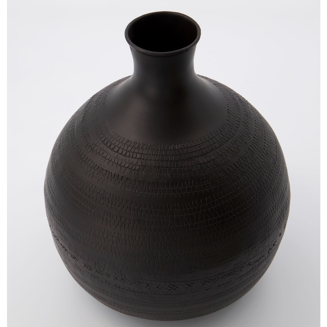 Brown Metal Embossed Vase 25cm