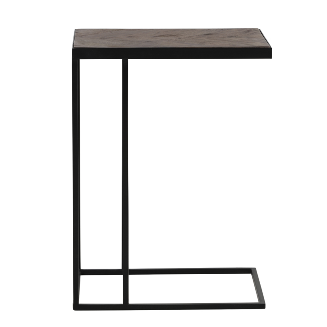 Brown Wood and Black Metal Sofa Table 62cm