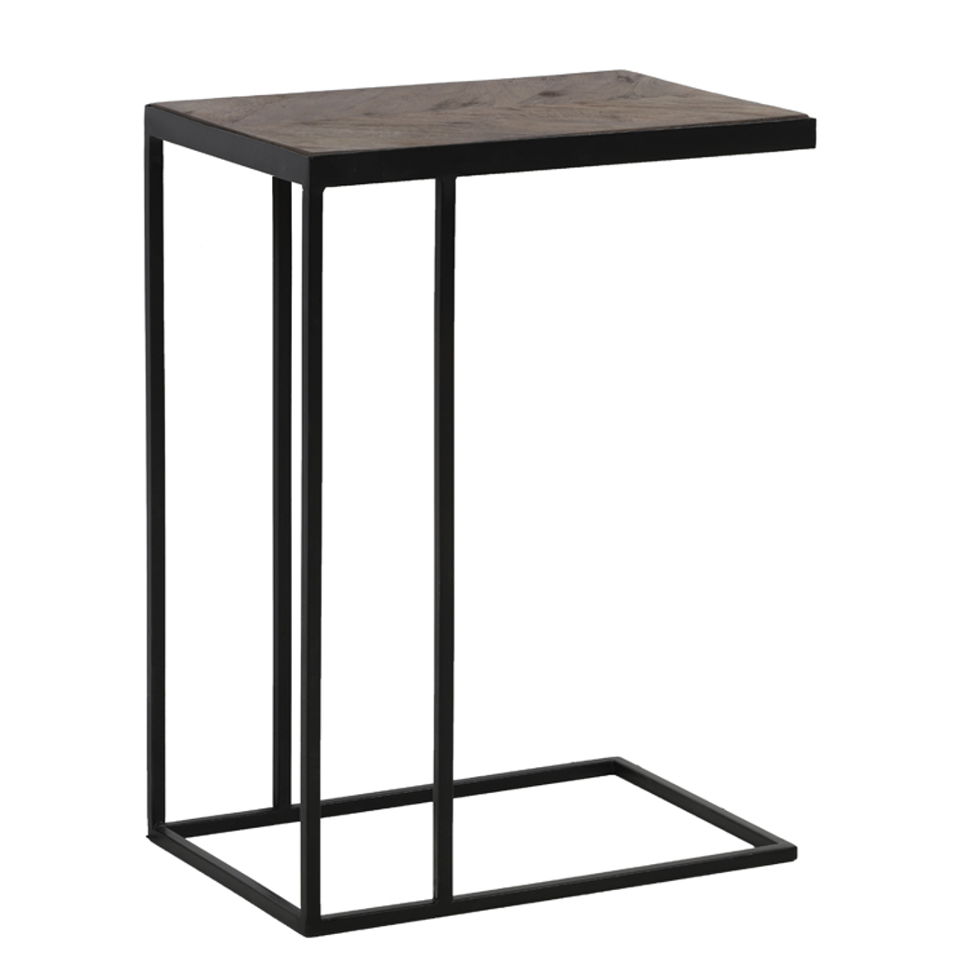 Brown Wood and Black Metal Sofa Table 62cm | Annie Mo's