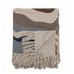 Brown and Blue Patterned Recycled Cotton Fringed Throw 160cm x 130cm 