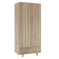 Double Door Wardrobe with a Drawer 90cm