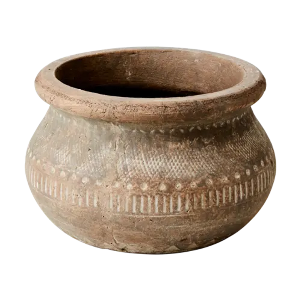 Camille Beige Black Terracotta Pot Low 15cm | Annie Mo's