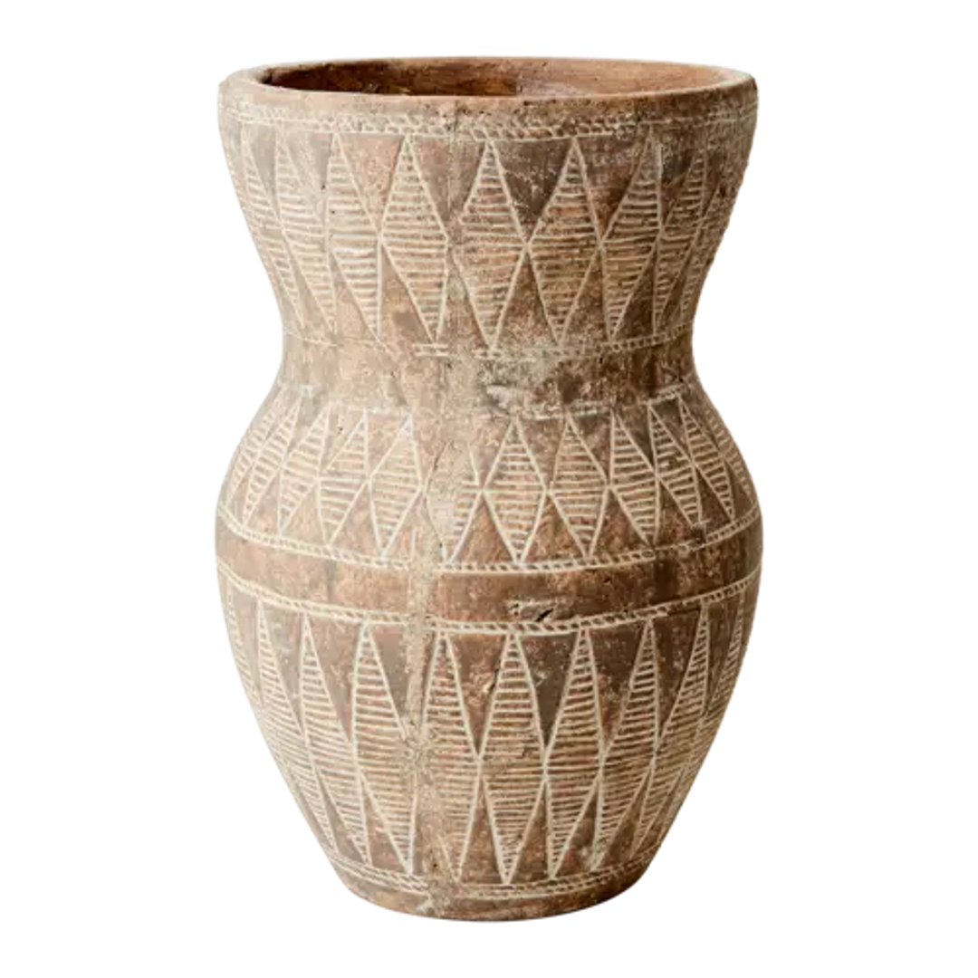 Camille Beige Black Terracotta Pot Tall 32cm | Annie Mo's