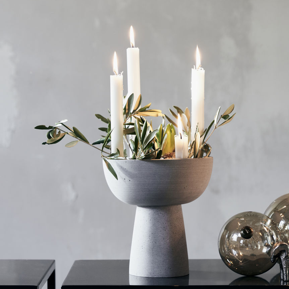 Cement Look Dinner Candle Holder 21cm |  Annie Mo's