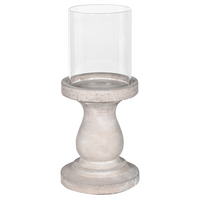 Cement and Glass Pillar Candle Hurricane Lamp 34cm | Annie Mo's