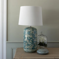 Ceramic Lamp with Flying Birds and White Shade 68cm | Annie Mo's