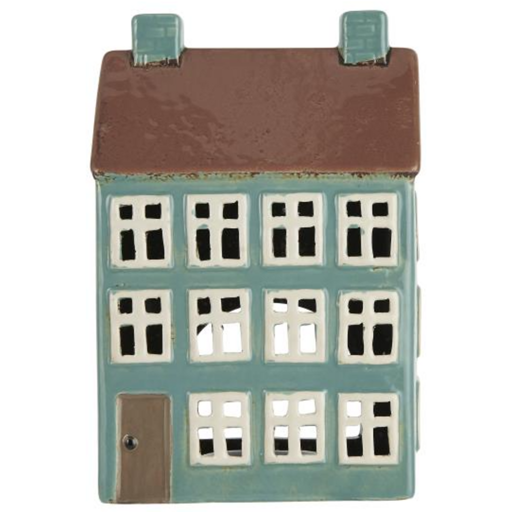 Ceramic T-Light House with Brown Roof 19cm | Annie Mo's