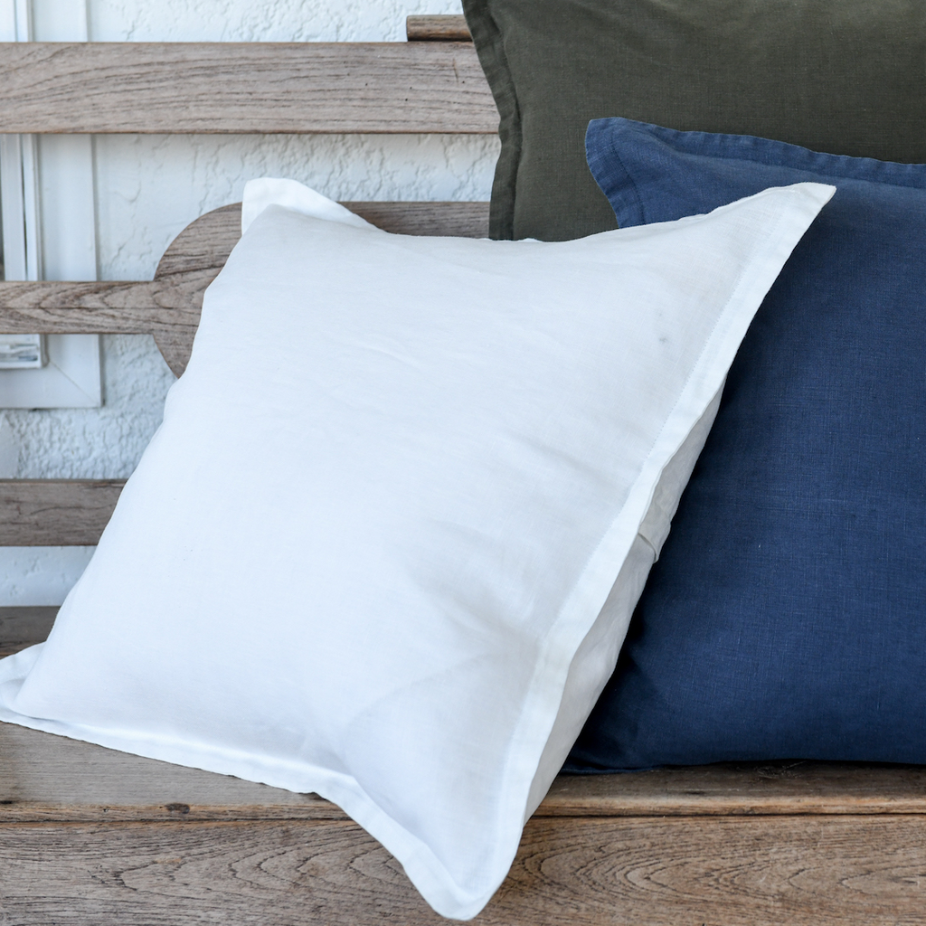 Classic Linen Cushion - Milky White 50cm x 50cm | Annie Mo's