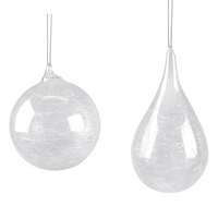 Clear Ball and Teardrop Assorted Baubles with Glass Shreds 11cm 