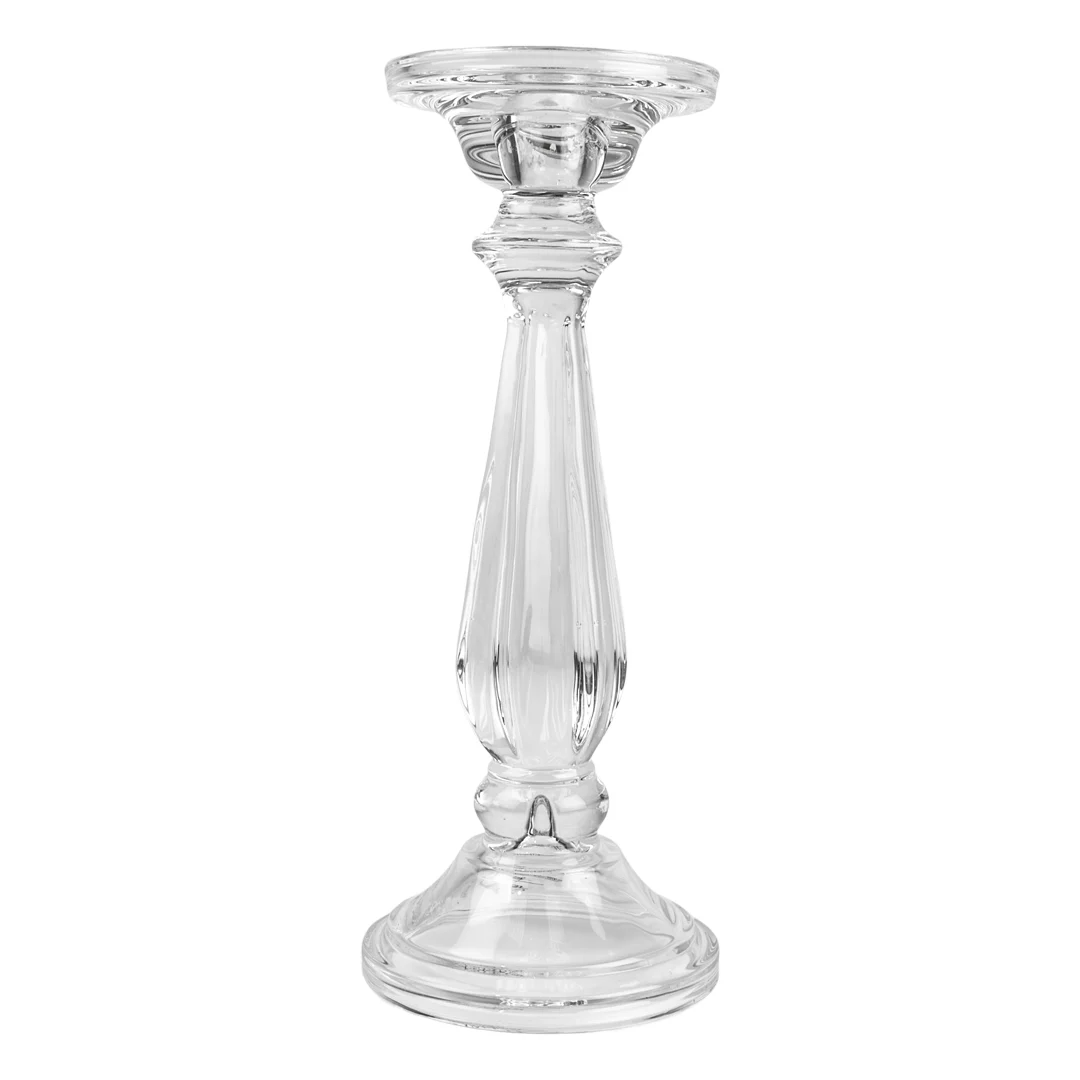 Clear Glass Candlestick 24cm