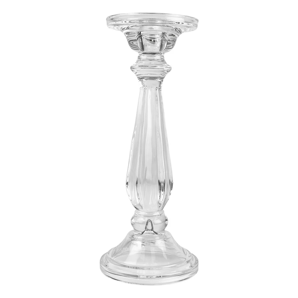 Clear Glass Candlestick 24cm