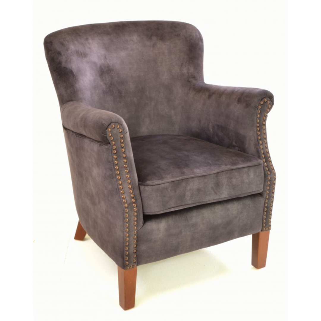 Cromarty Charcoal Velvet Armchair | Annie Mo's