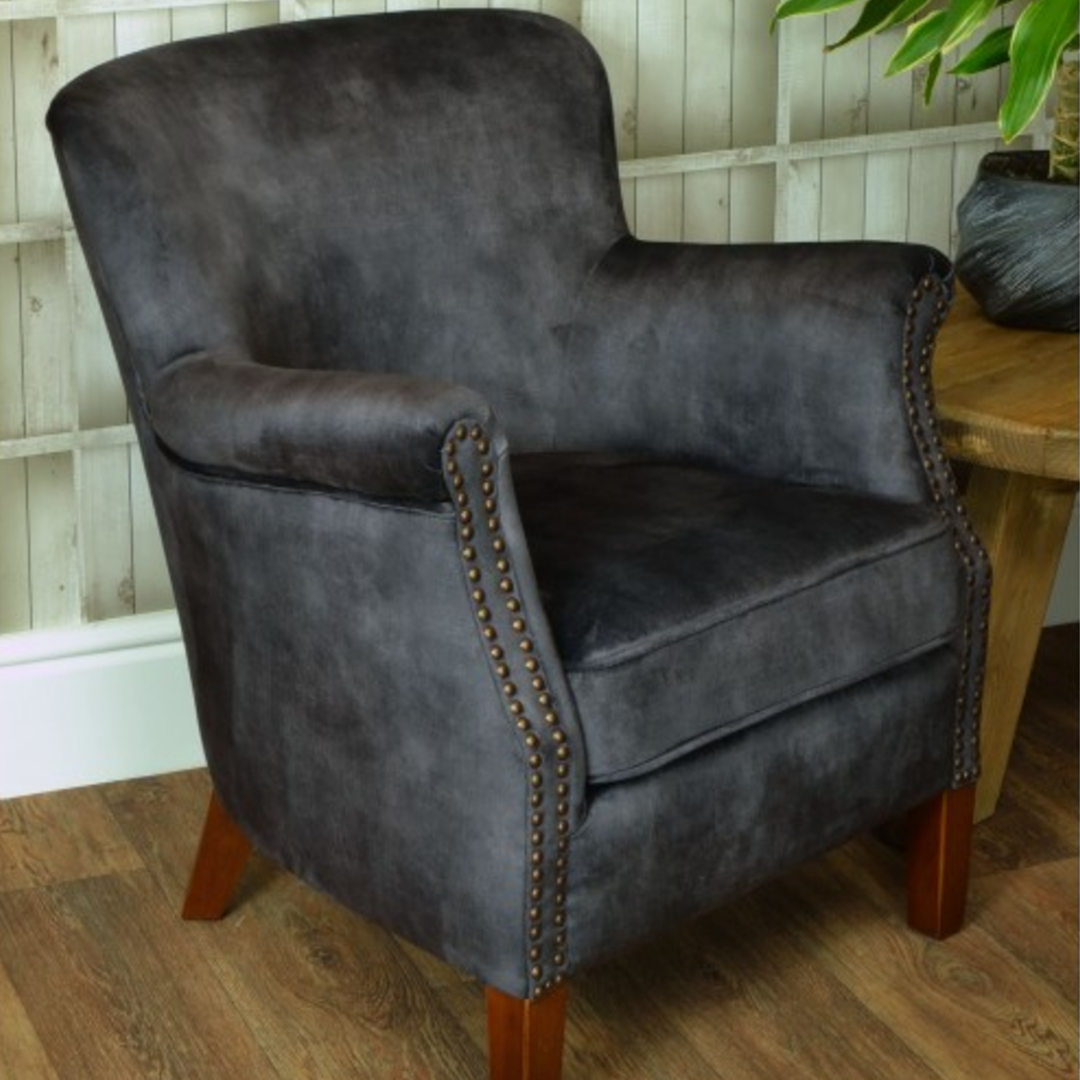 Cromarty Charcoal Velvet Armchair