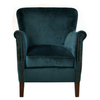 Cromarty Peacock Blue Velvet Armchair | Annie Mo's