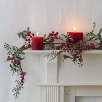Iced Red Berry Garland with Frosted Leaves 145cm | Annie Mo's