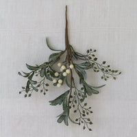White Berry Sprig with Frosted Leaves 30cm | Annie Mo's