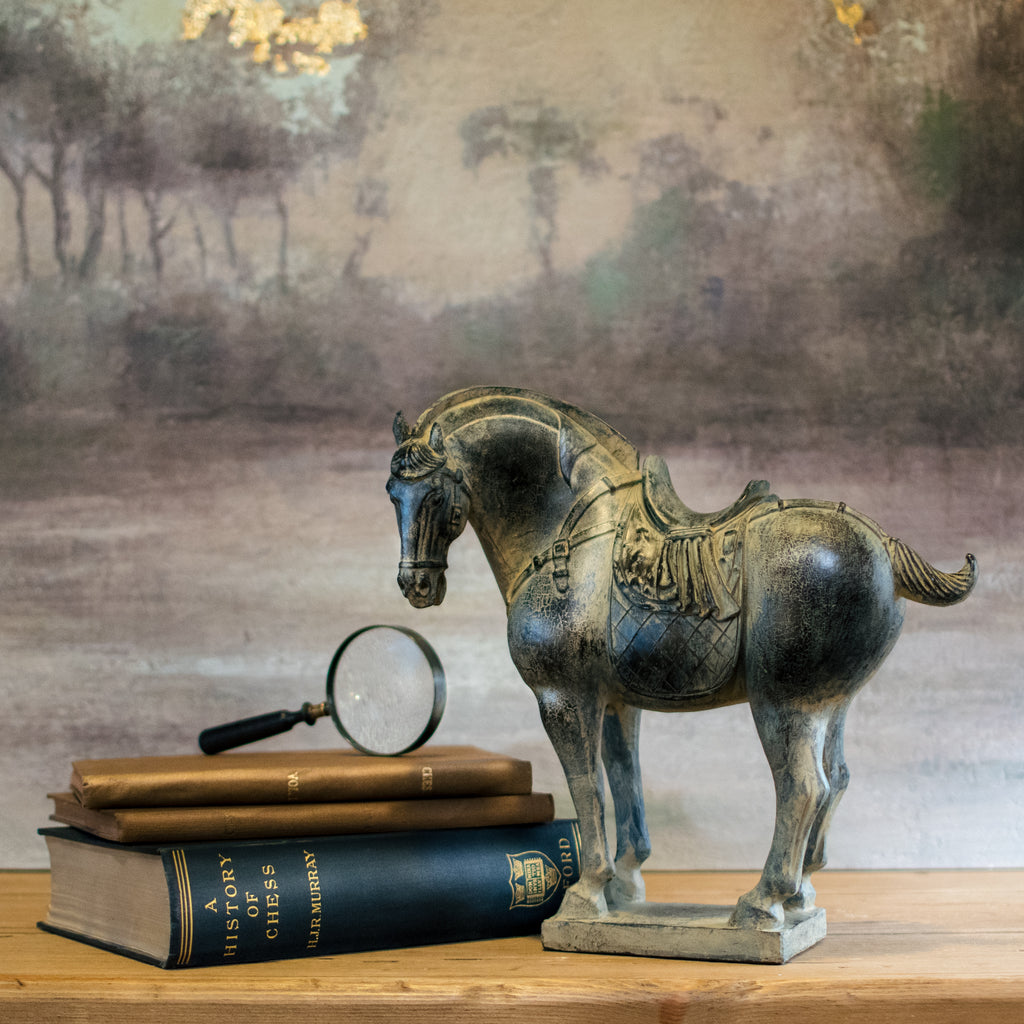 Chinese Inspired Black Rustic Horse 30cm | Annie Mo's