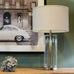 Glass Based Table Lamp with Neutral Linen Shade 69cm | Annie Mo's