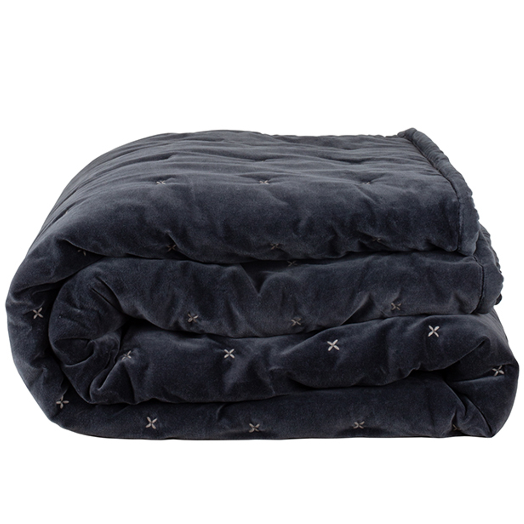 Dark Grey Velvet Criss Cross Throw 220x230cm| Annie Mo's