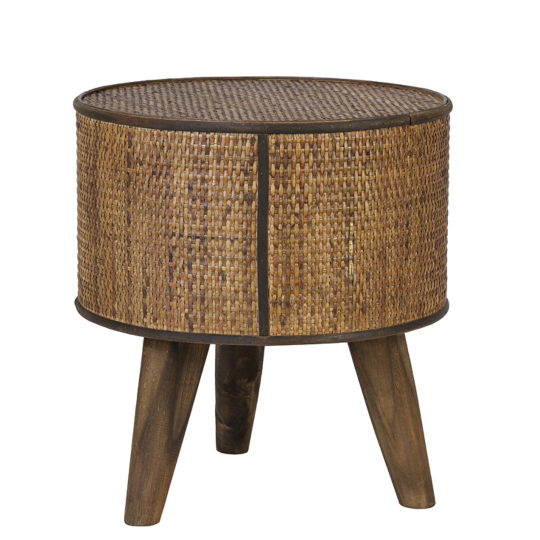 Dark Rattan Occasional Side Table 35cm High