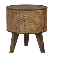 Dark Rattan Occasional Side Table 35cm High | Annie Mo's