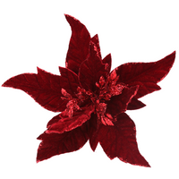Dark Red Fabric Poinsettia Pick 27cm | Annie Mo's
