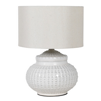 Dinky Cream Dimple Lamp with Linen Shade 40cm | Annie Mo's