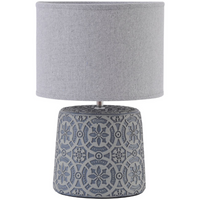 Dinky Grey Concrete Lamp with Geometric Pattern and Shade 34cm | Annie Mo's