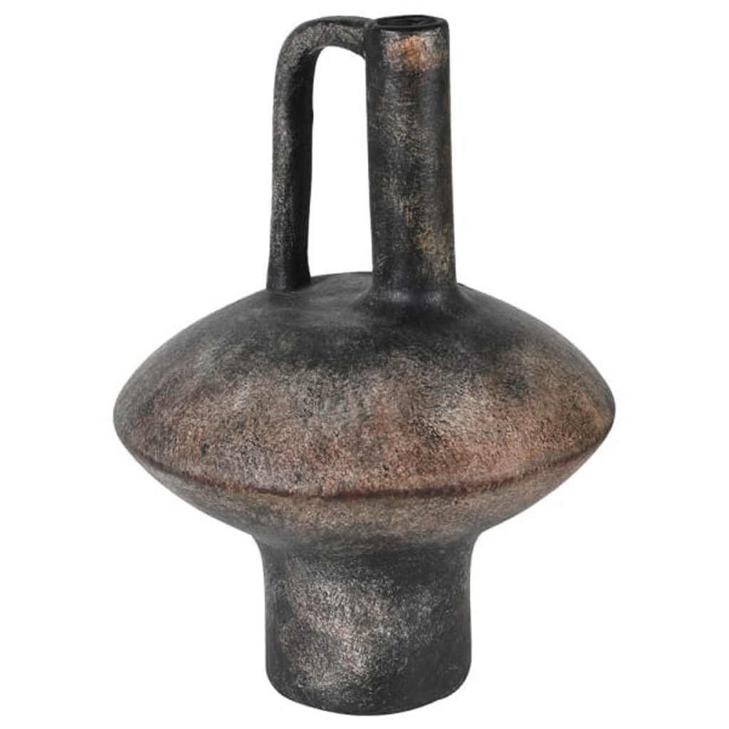 Distressed Black Terracotta Vase with Handle 27cm | Annie Mo's