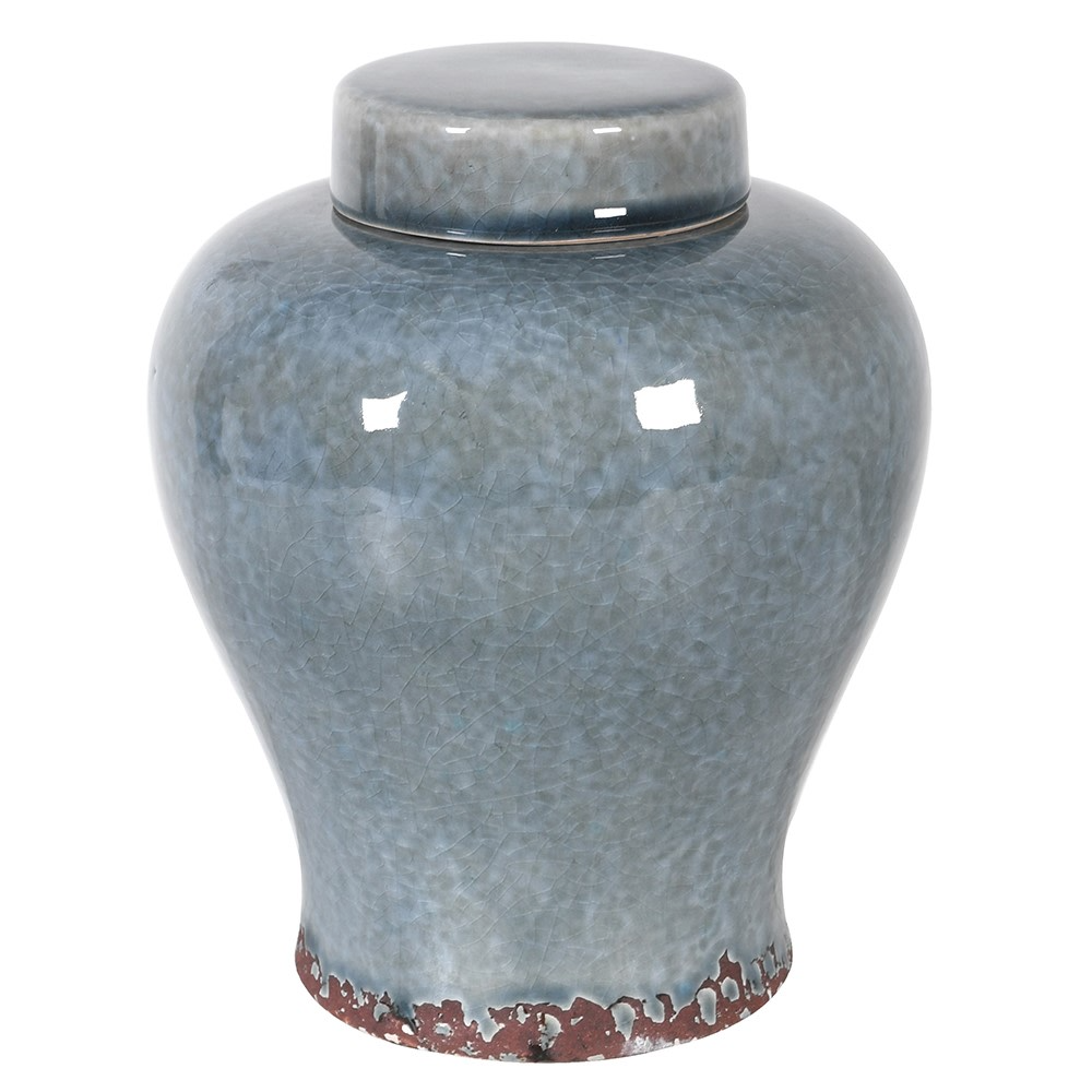 Distressed Glazed Rustic Grey Ceramic Jar 22cm | Annie Mo's