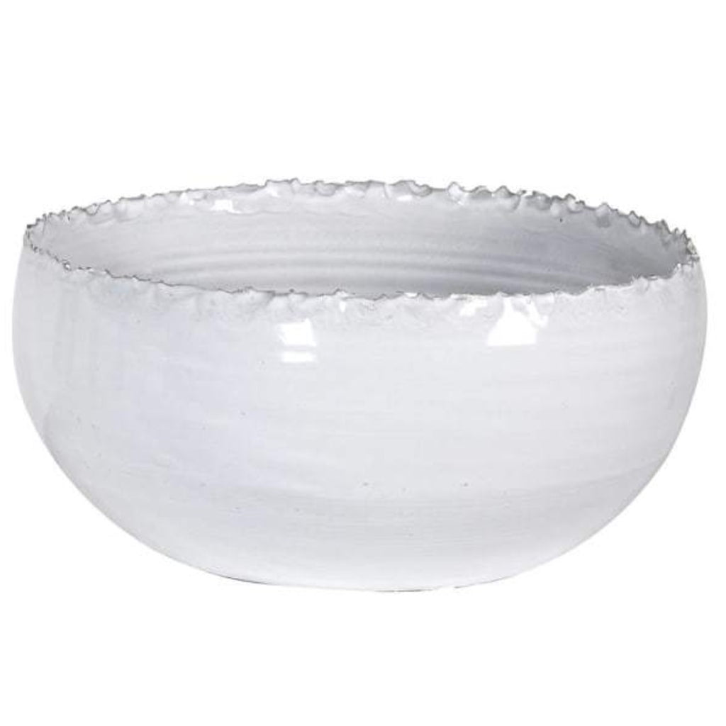 Distressed White Ceramic Bowl 29cm | Annie Mo's