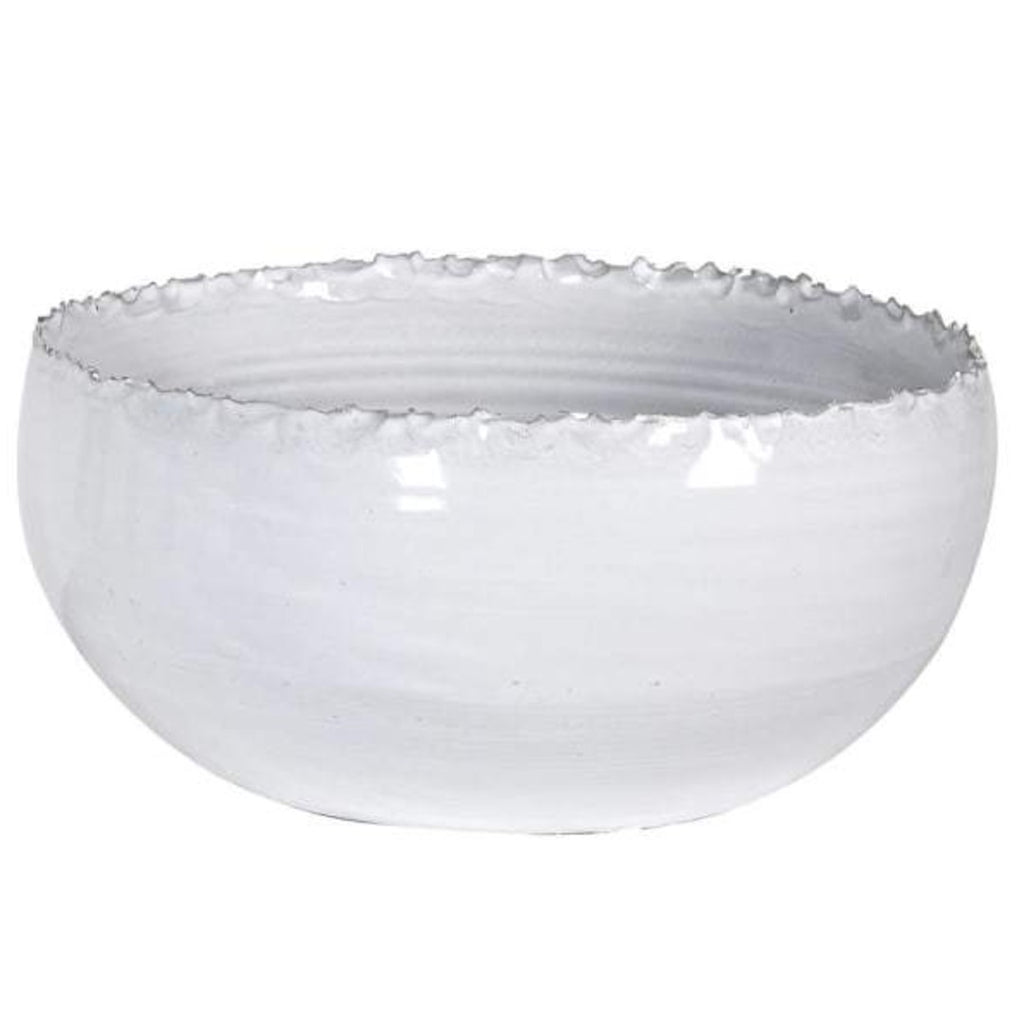 Distressed White Ceramic Bowl 29cm | Annie Mo's